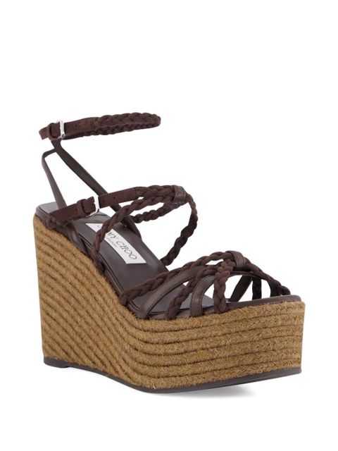 Jimmy Choo Nyra leather wedge sandals - Brown