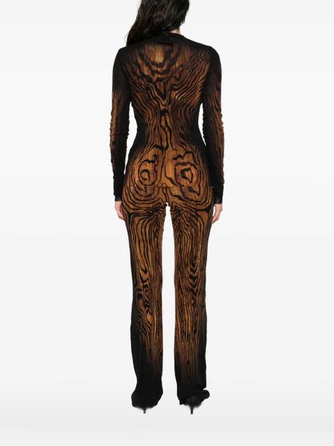 Jean Paul Gaultier wood-print mesh top - Black - zdjęcie produktu nr 2