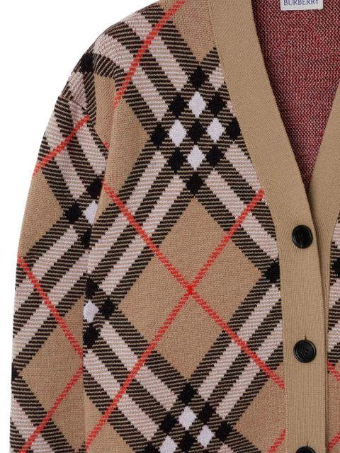 Burberry check wool-blend cardigan - Brown