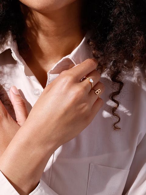 Design Letters pierścionek ze srebra pokrytego złotem - zdjęcie produktu nr 2