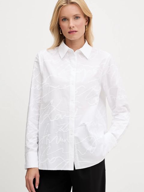 Karl Lagerfeld koszula bawełniana damska kolor biały regular z kołnierzykiem klasycznym A3W11021 - zdjęcie produktu nr 1
