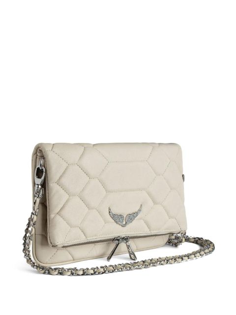 Zadig&Voltaire Rock quilted leather clutch bag - Neutrals