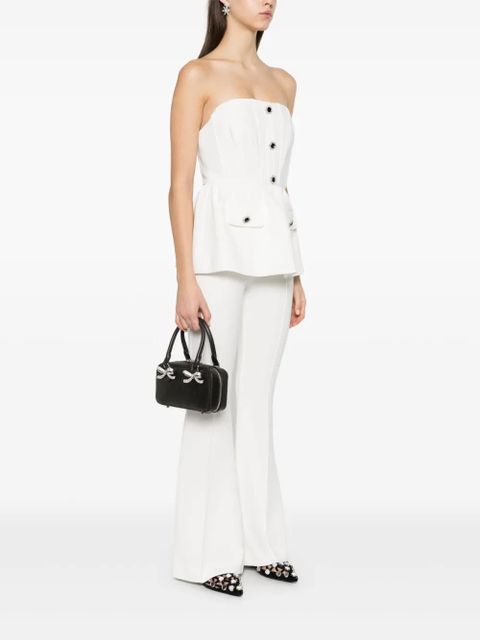 Self-Portrait mini leather tote bag - Black