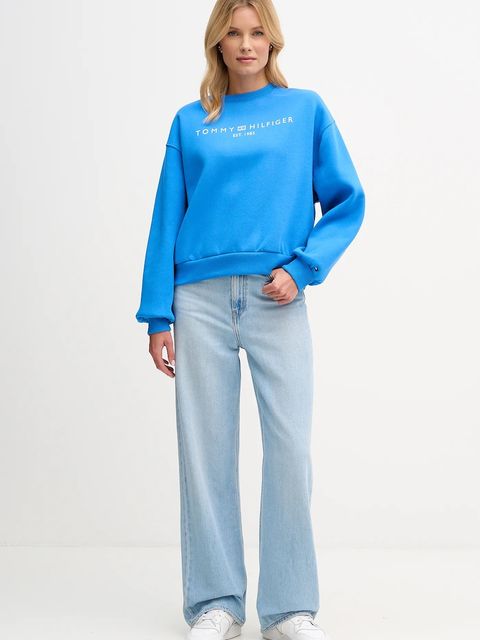 Tommy Hilfiger bluza damska kolor niebieski z nadrukiem WW0WW47831 - zdjęcie produktu nr 2