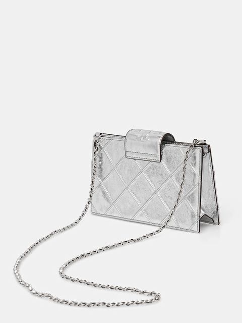 Tory Burch torebka skórzana Fleming kolor srebrny 175190-040 - zdjęcie produktu nr 2