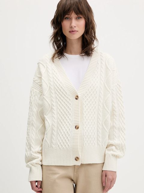 Guess Jeans kardigan z dodatkiem wełny damski kolor beżowy W5BR08 Z0561 - zdjęcie produktu nr 1