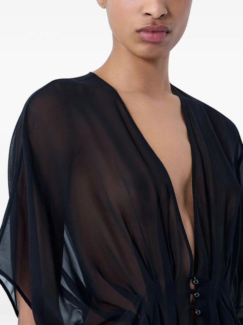 Max Mara pleated V-neck blouse - Black
