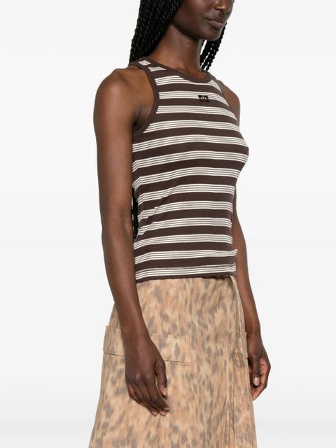 GANNI striped tank top - Brown