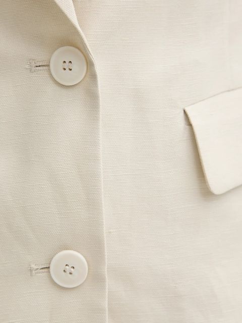 United Colors of Benetton marynarka z domieszką lnu kolor beżowy jednorzędowa gładka 25BVDW036