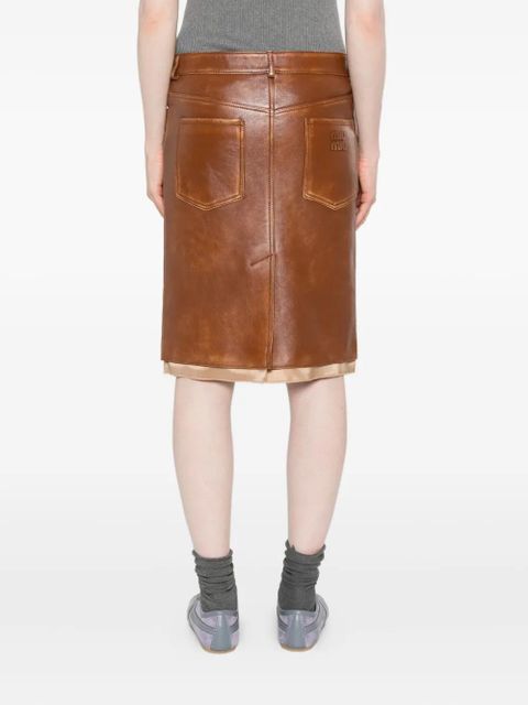 Miu Miu leather midi skirt - Brown
