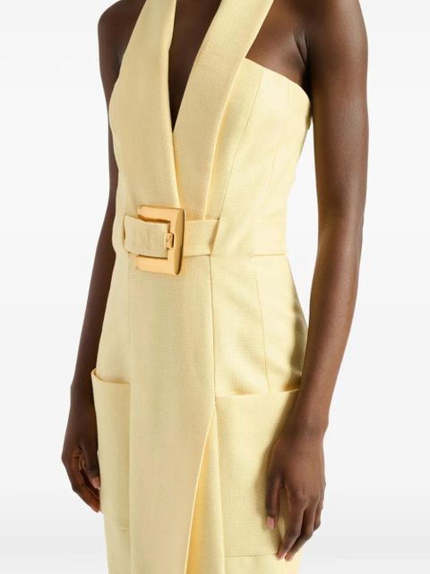 Balmain long dress with belt - Yellow