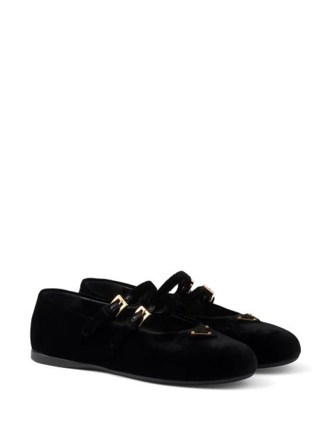 Prada velvet-finish ballerina shoes - Black - zdjęcie produktu nr 2