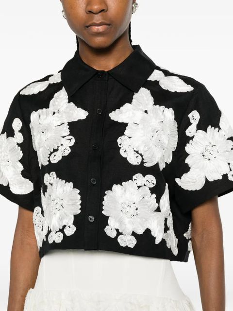 Simkhai floral-appliqué shirt - Black