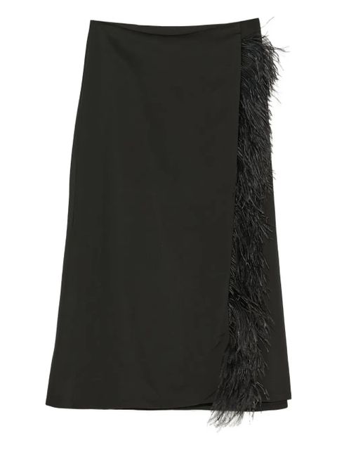 Yves Salomon feather-trimmed satin skirt - Black - zdjęcie produktu nr 1