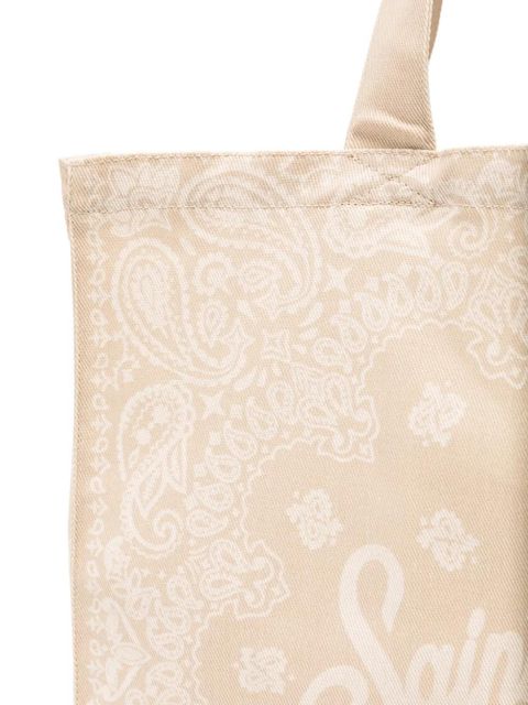 MC2 Saint Barth Essential paisley-print logo-script beach bag - Neutrals