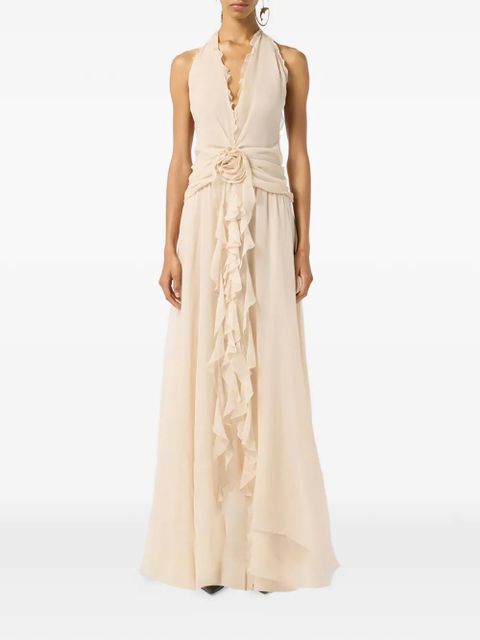 Blumarine ruffled flower long dress - Neutrals - zdjęcie produktu nr 2