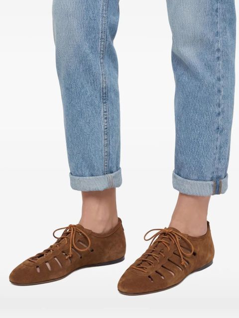 ISABEL MARANT Leyza laced cut-out ballet flats - Brown