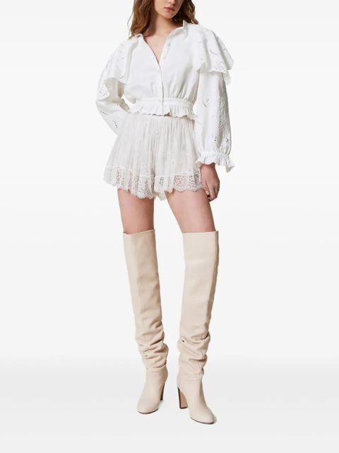 TWINSET lace-overlay shorts - White - zdjęcie produktu nr 2