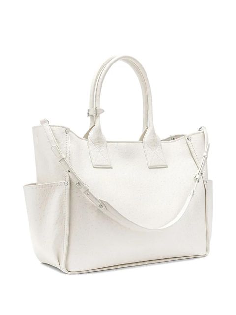 GANNI Posy ostrich-effect shoulder bag - White