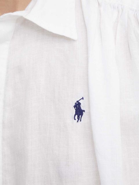 Polo Ralph Lauren bluzka lniana kolor biały gładka 211935131
