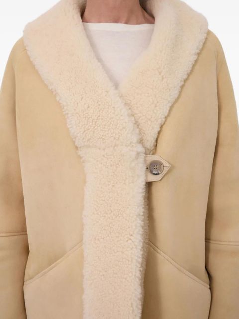 LouLou de Saison Isak elongated-lapel shearling coat - Neutrals