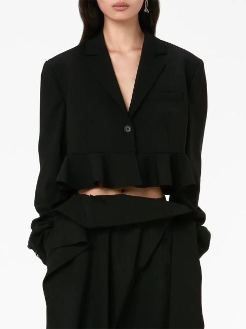 JW Anderson ruffled-trim cropped blazer - Black