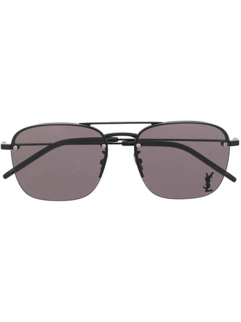 Saint Laurent Eyewear logo-plaque sunglasses - Black - zdjęcie produktu nr 1