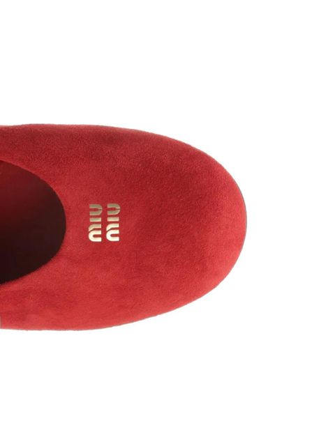 Miu Miu ruffled suede ballet flats - Red