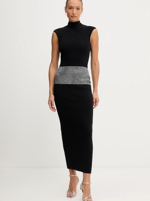 Retrofete sukienka z domieszką kaszmiru Leontine kolor czarny maxi dopasowana R-FW25-11784-17 - zdjęcie produktu nr 1