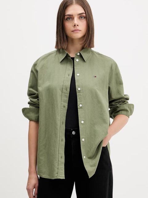 Tommy Jeans koszula damska z lnem - zdjęcie produktu nr 1