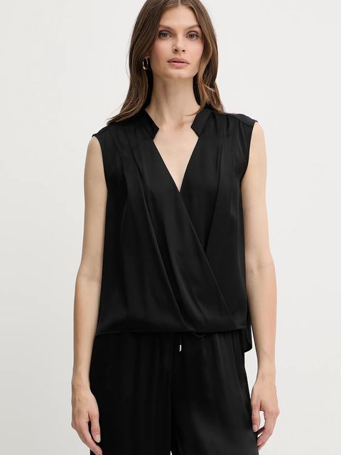 BOSS bluzka jedwabna damska kolor czarny gładka 50548238 - zdjęcie produktu nr 1