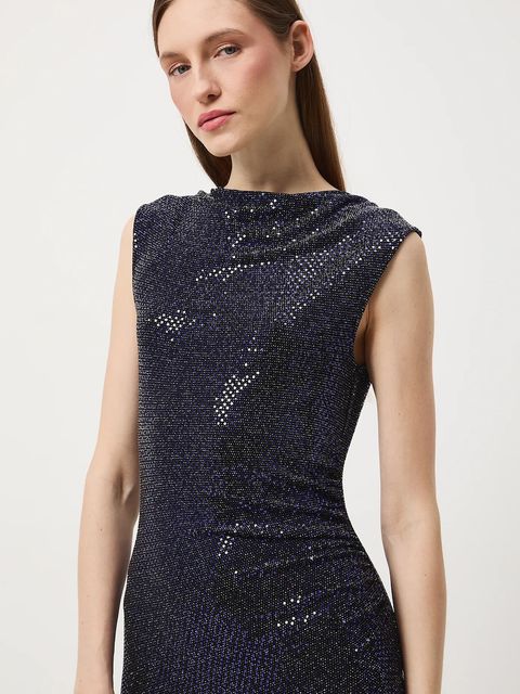 Medicine sukienka kolor granatowy maxi dopasowana