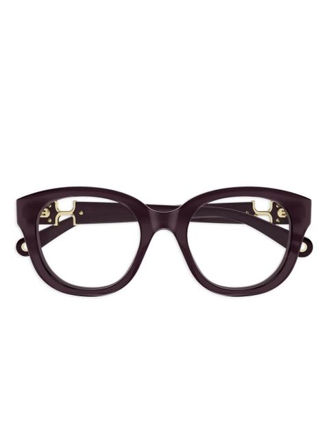 Chloé Eyewear logo-detail square-frame glasses - Purple - zdjęcie produktu nr 1