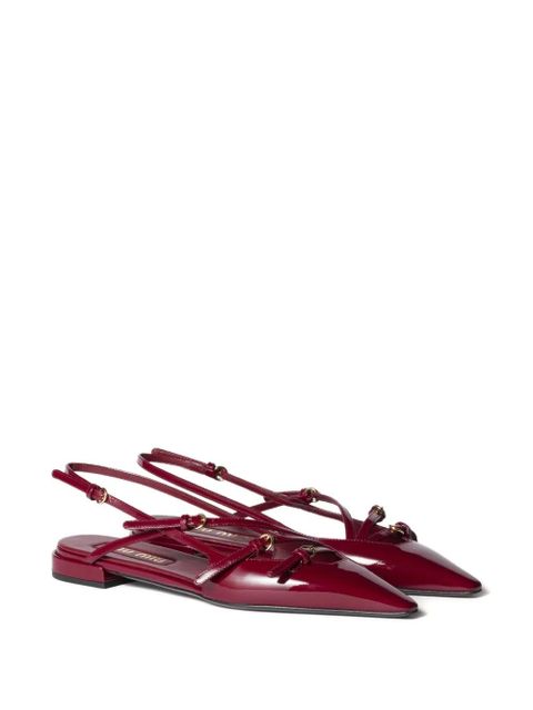 Miu Miu patent-leather slingback flat pumps - Red