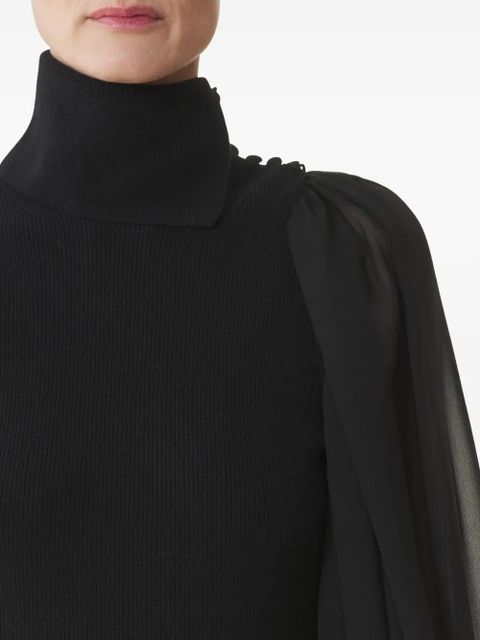 Lanvin chiffon sleeve roll-neck top - Black