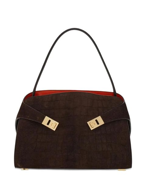 Ferragamo Hug animal-print suede tote bag - Brown - zdjęcie produktu nr 1