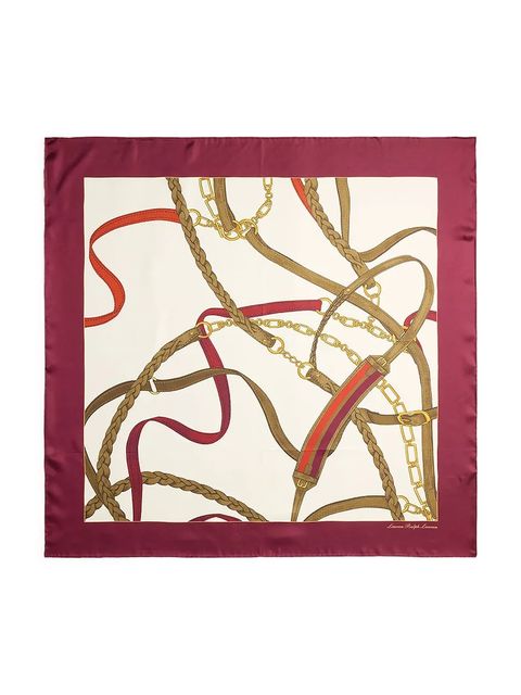 Lauren Ralph Lauren apaszka jedwabna damski kolor beżowy wzorzysta 454P09781