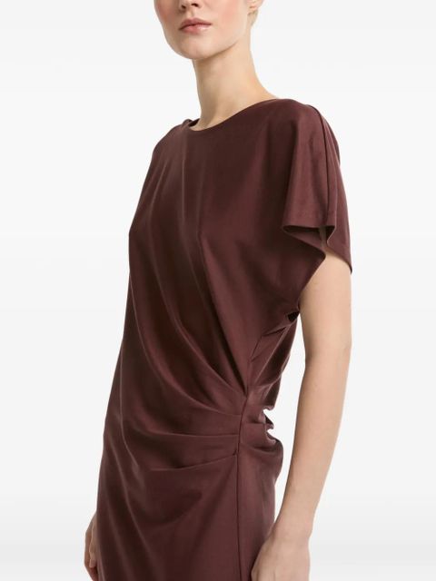Yves Salomon asymmetrical jersey midi dress - Brown