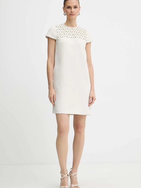 Luisa Spagnoli sukienka kolor beżowy mini prosta 542412