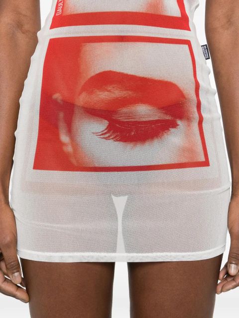 Jean Paul Gaultier eye print mini dress - White