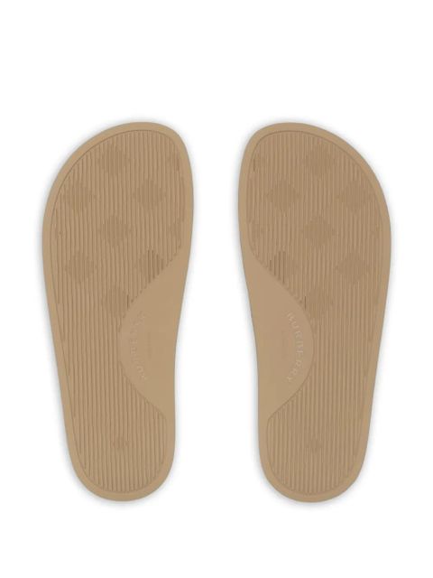 Burberry check round-toe slides - Neutrals