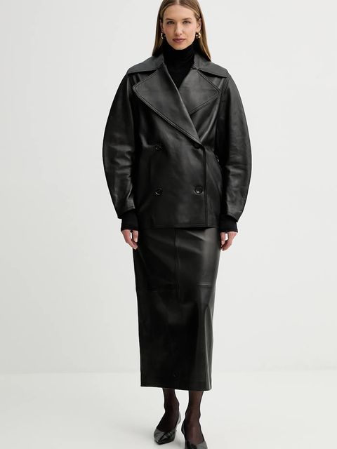 Liviana Conti longsleeve z dodatkiem wełny kolor czarny z golfem L5WH36 - zdjęcie produktu nr 2