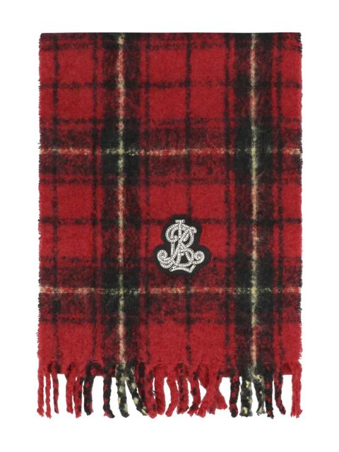 Lauren Ralph Lauren tartan fringed scarf - Red