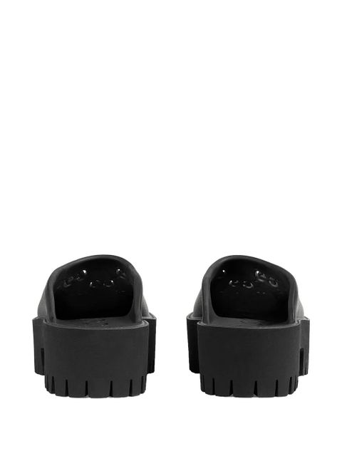 Gucci perforated GG platform mules - Black