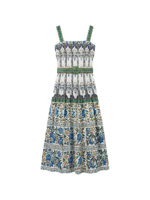FARM Rio floral belted midi dress - White - zdjęcie produktu nr 1