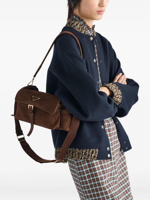 Prada knit-trimmed wool bomber jacket - Blue