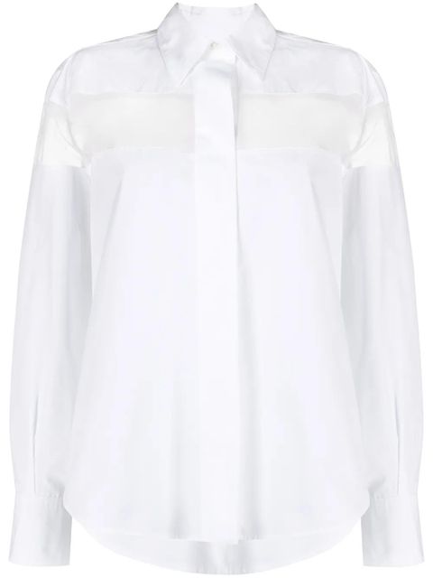 Valentino Garavani sheer-panel long-sleeve shirt - White - zdjęcie produktu nr 1