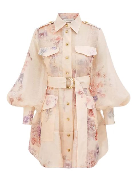 ZIMMERMANN floral-print belted mini dress - Pink - zdjęcie produktu nr 1