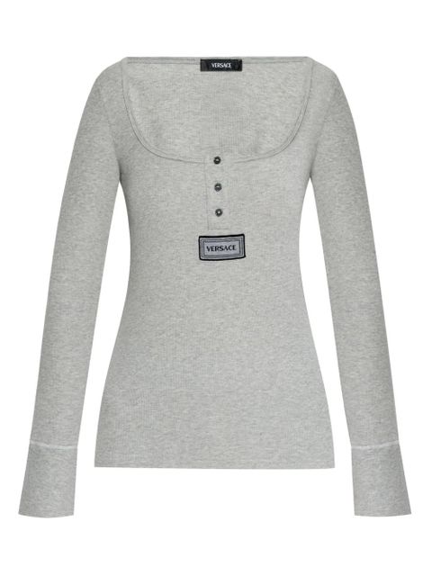 Versace ribbed-knit Henley T-shirt - Grey - zdjęcie produktu nr 1