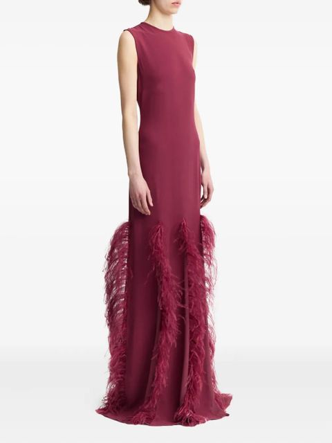 16Arlington Lett feather-trim maxi dress - Red